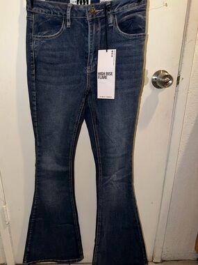 Almost Famous High-Rise Flare Jeans - Dark Blue